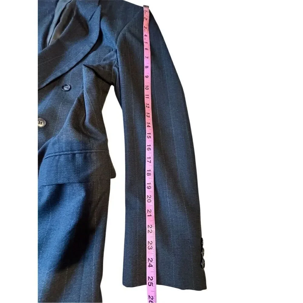 Men's Executive Collection Blue‎ Pinstripe Double-Breasted Lined Blazer Size 42L